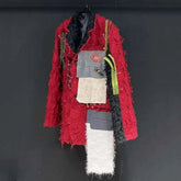 Men's Designer Red Frayed Blazer